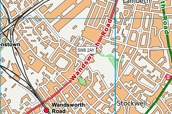 SW8 2AY map - OS VectorMap District (Ordnance Survey)