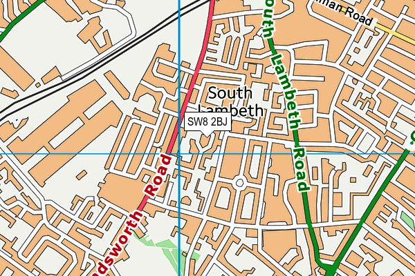 SW8 2BJ map - OS VectorMap District (Ordnance Survey)