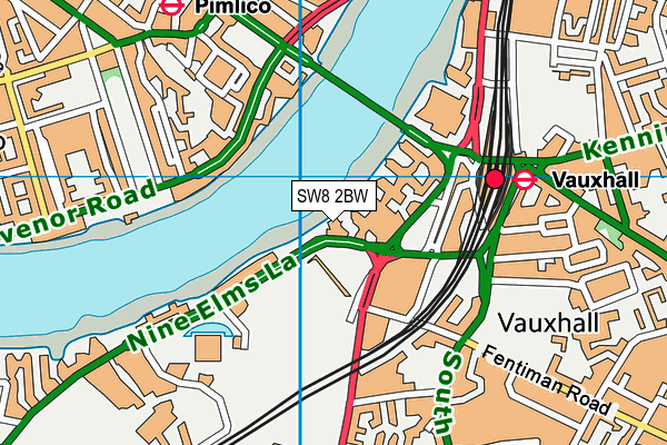 SW8 2BW map - OS VectorMap District (Ordnance Survey)