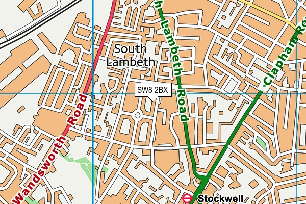 SW8 2BX map - OS VectorMap District (Ordnance Survey)