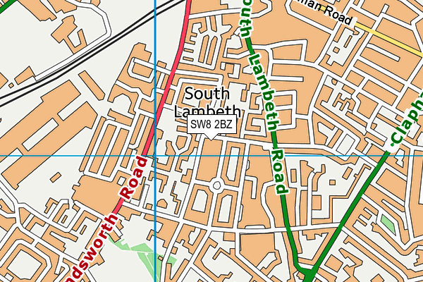 SW8 2BZ map - OS VectorMap District (Ordnance Survey)