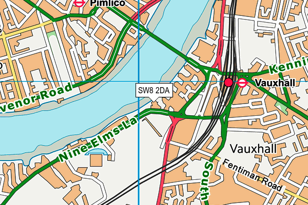 SW8 2DA map - OS VectorMap District (Ordnance Survey)