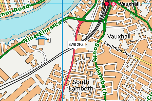 SW8 2FZ map - OS VectorMap District (Ordnance Survey)