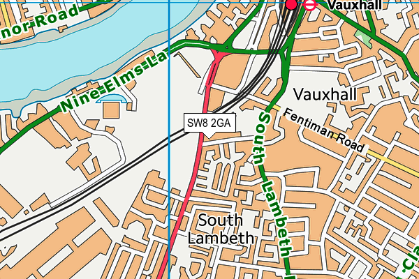 SW8 2GA map - OS VectorMap District (Ordnance Survey)