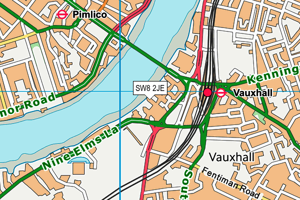 SW8 2JE map - OS VectorMap District (Ordnance Survey)