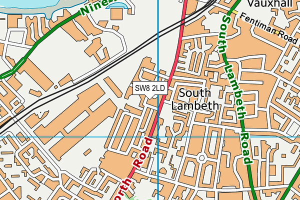 South Bank Club map (SW8 2LD) - OS VectorMap District (Ordnance Survey)