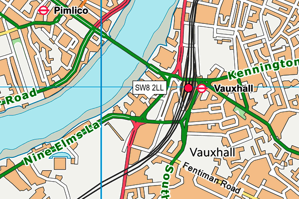 SW8 2LL map - OS VectorMap District (Ordnance Survey)