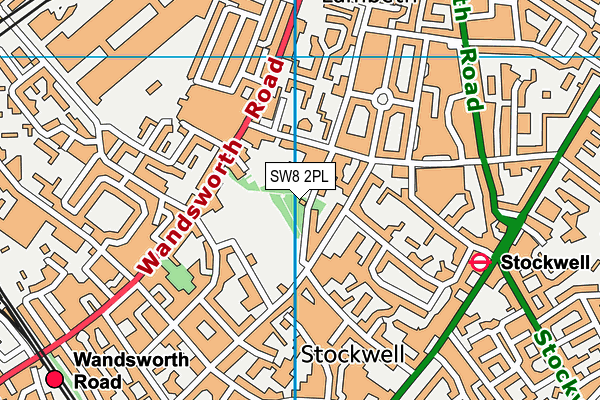 SW8 2PL map - OS VectorMap District (Ordnance Survey)