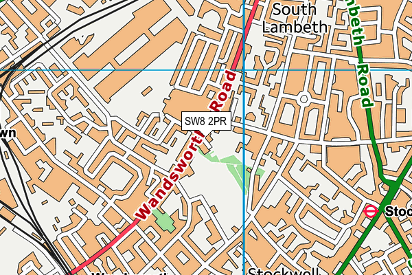 SW8 2PR map - OS VectorMap District (Ordnance Survey)