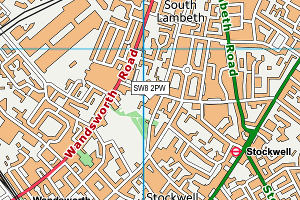 SW8 2PW map - OS VectorMap District (Ordnance Survey)