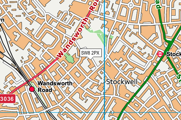 Larkhall Park map (SW8 2PX) - OS VectorMap District (Ordnance Survey)