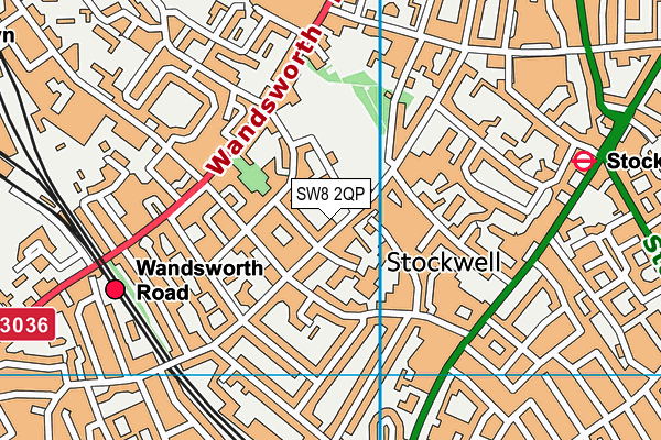 SW8 2QP map - OS VectorMap District (Ordnance Survey)