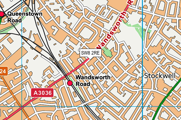 SW8 2RE map - OS VectorMap District (Ordnance Survey)