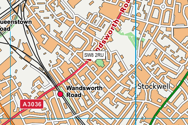 SW8 2RU map - OS VectorMap District (Ordnance Survey)