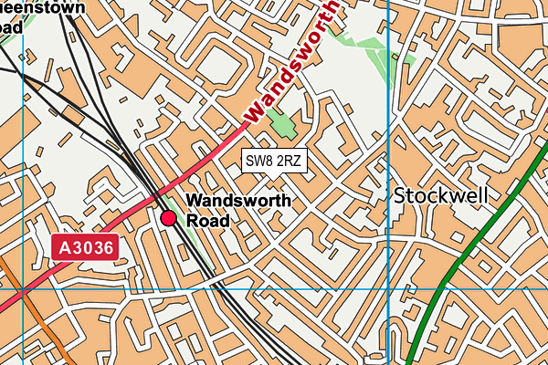 SW8 2RZ map - OS VectorMap District (Ordnance Survey)