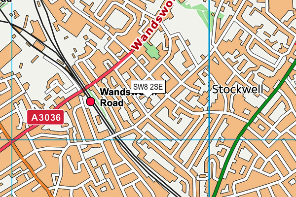SW8 2SE map - OS VectorMap District (Ordnance Survey)