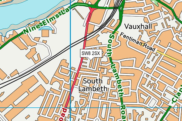 SW8 2SX map - OS VectorMap District (Ordnance Survey)