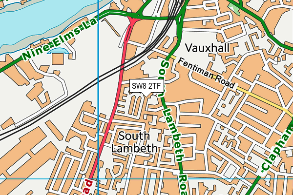 SW8 2TF map - OS VectorMap District (Ordnance Survey)