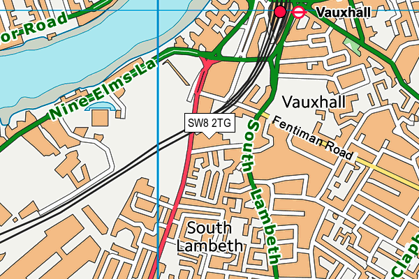 SW8 2TG map - OS VectorMap District (Ordnance Survey)