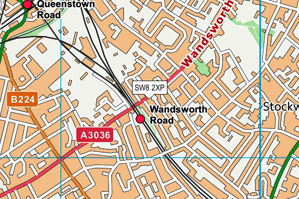 SW8 2XP map - OS VectorMap District (Ordnance Survey)