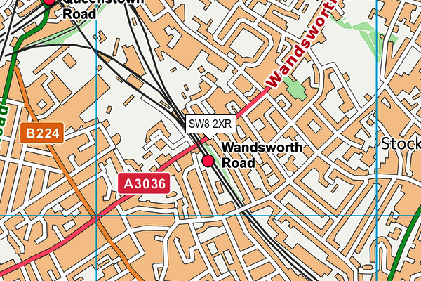 SW8 2XR map - OS VectorMap District (Ordnance Survey)