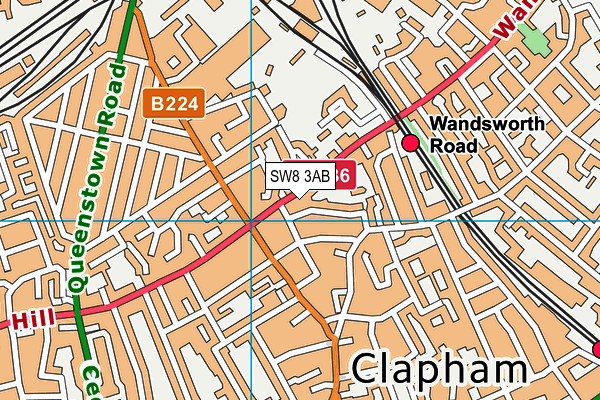 SW8 3AB map - OS VectorMap District (Ordnance Survey)