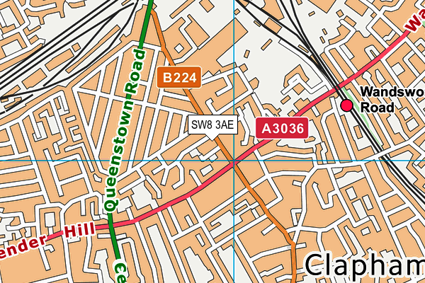 SW8 3AE map - OS VectorMap District (Ordnance Survey)
