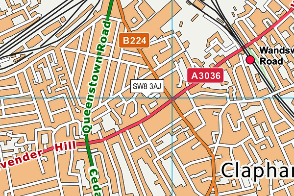 SW8 3AJ map - OS VectorMap District (Ordnance Survey)