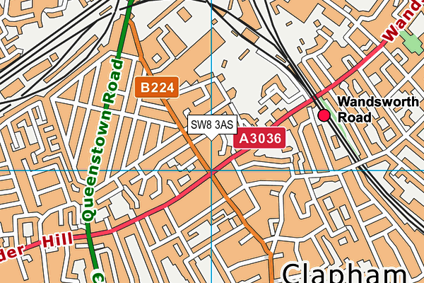 SW8 3AS map - OS VectorMap District (Ordnance Survey)