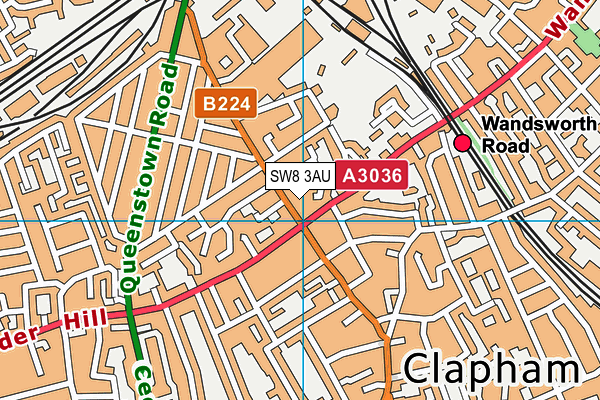 SW8 3AU map - OS VectorMap District (Ordnance Survey)