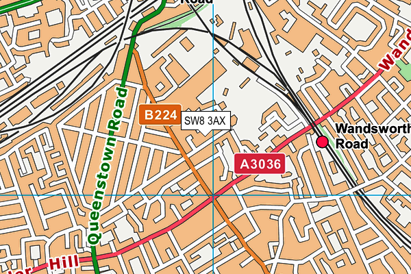 SW8 3AX map - OS VectorMap District (Ordnance Survey)