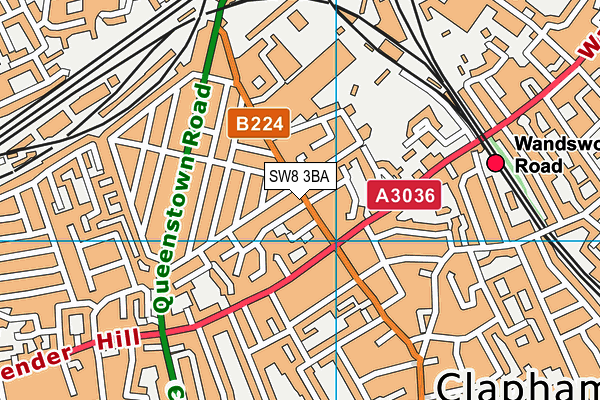 SW8 3BA map - OS VectorMap District (Ordnance Survey)