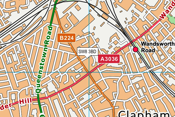 SW8 3BD map - OS VectorMap District (Ordnance Survey)