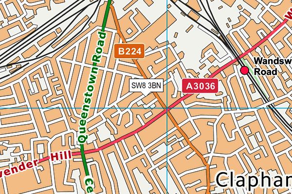 SW8 3BN map - OS VectorMap District (Ordnance Survey)