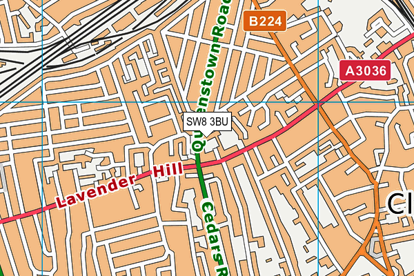 SW8 3BU map - OS VectorMap District (Ordnance Survey)