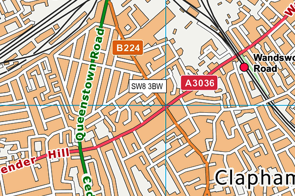 SW8 3BW map - OS VectorMap District (Ordnance Survey)