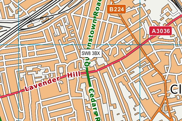 SW8 3BX map - OS VectorMap District (Ordnance Survey)