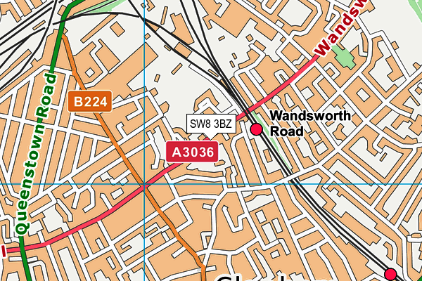 SW8 3BZ map - OS VectorMap District (Ordnance Survey)