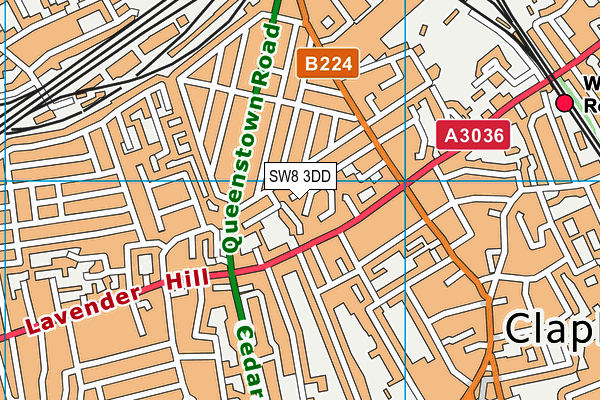 SW8 3DD map - OS VectorMap District (Ordnance Survey)