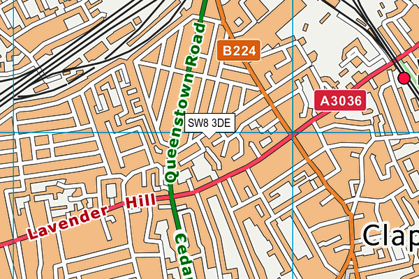 SW8 3DE map - OS VectorMap District (Ordnance Survey)