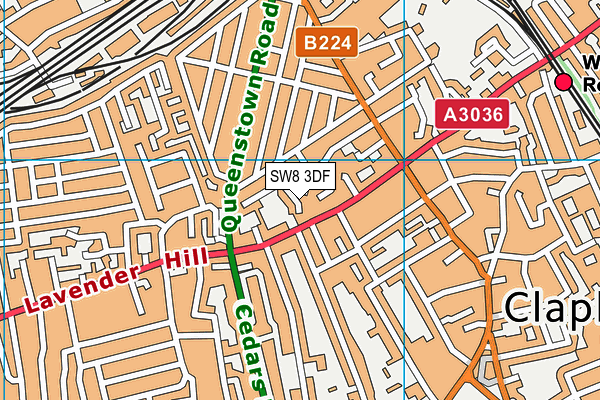 SW8 3DF map - OS VectorMap District (Ordnance Survey)