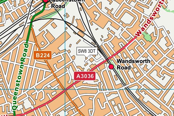SW8 3DT map - OS VectorMap District (Ordnance Survey)