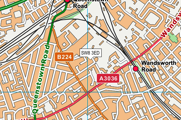 SW8 3ED map - OS VectorMap District (Ordnance Survey)