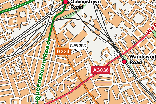 SW8 3ES map - OS VectorMap District (Ordnance Survey)