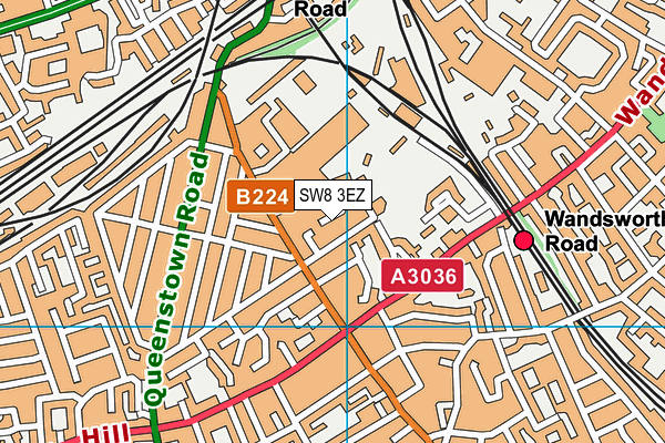 SW8 3EZ map - OS VectorMap District (Ordnance Survey)