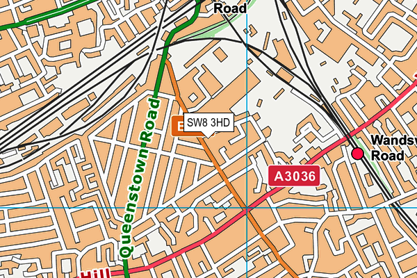 SW8 3HD map - OS VectorMap District (Ordnance Survey)