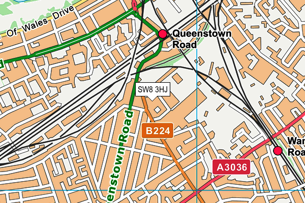 SW8 3HJ map - OS VectorMap District (Ordnance Survey)