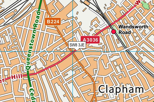 SW8 3JE map - OS VectorMap District (Ordnance Survey)