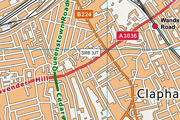 SW8 3JT map - OS VectorMap District (Ordnance Survey)