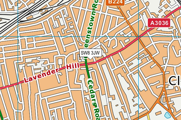 SW8 3JW map - OS VectorMap District (Ordnance Survey)